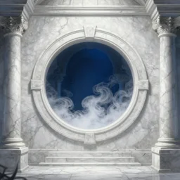 cryptopunk, old gothic crypt, white marble walls, a round portal to another world in the center, white smoke, epic scenery, dramatic white and blue lighting, detailed illustration, digital art, overdetailed art, concept art, detailed illustration, hd, 4k, digital art, highly saturated colors, Greg Rutkowski, trending on artstation