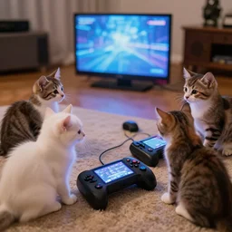 kittens playing videogames