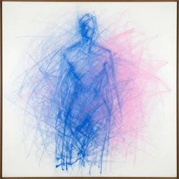tall variation painting de kooning thin scribble on white canvas, blue and pink shift, martha jungwirth sketch, drawn by yves tanguy, oil on canvas, thick impasto