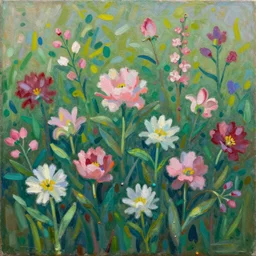 a painting of a wall of flowers