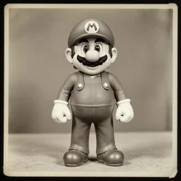 mario, nintendo, portrait, full body, symmetrical features, silver iodide, 1 8 8 0 photograph, sepia tone, aged paper, sergio leone, master prime lenses, cinematic