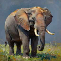 impressionist oil painting of a hybrid donald trump elephant