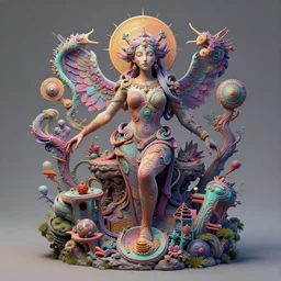 the dream of creation, metaphysical art, surrealism, zbrush, unreal engine, vibrant, detailed, by shiki
