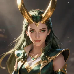 Female Loki anime character beautiful digital illustration portrait by Ross Tran, artgerm detailed, soft lighting