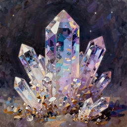 crystals, still life, anime, intricate oil painting by greg rutkowski, trending on artstation