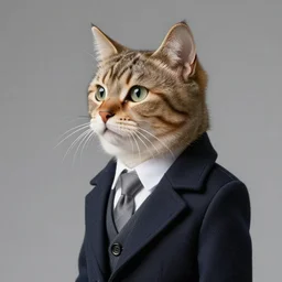 a cat wearing a formal overcoat, portait photo, profile picture, hyperrealistic, concept art, octane render, unreal engine 5, digital art, high quality, highly detailed, 8K, cute, defined face, elegant clothes, trending on DeviantArt, Pixar style