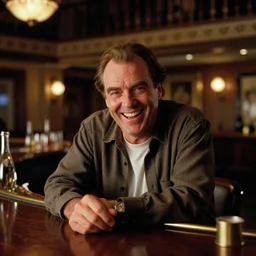 photorealistic cinematography of the character jack torrance played by jack nicholson from stanley kubrick's 1 9 8 0 film the shining sitting at the overlook hotel's gold ballroom bar laughing right at the camera shot on 3 5 mm 5 2 4 7 film by the shining cinematographer john alcott on a 1 8 mm cooke panchro lens.