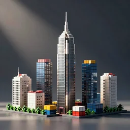 cityskyline made of rubik's cubes, digital art, octane render, edu souza