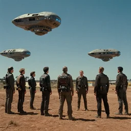alien spaceships from war of the worlds invade Perth, Australia. Movie scene still
