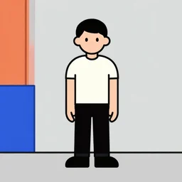 male character, cartoon style, bauhaus, plain 2d