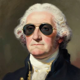 anime oil painting of george washington wearing aviator sunglasses