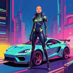 a car in a futuristic suit, cyberpunk art by adam manyoki, cgsociety, funk art, sci - fi, synthwave, ilya kuvshinov