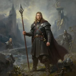 a fantasy painting of valhalla