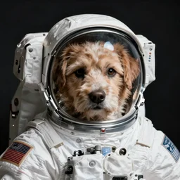 an astronaut with dog face