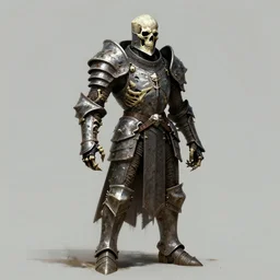 Skeleton Knight, decayed, heavy armor, bones, horror, high fantasy, undead, by Gary Gygax, trending on Artstation, Artstationhd, artstationhq, cgsociety, DnD, matte painting
