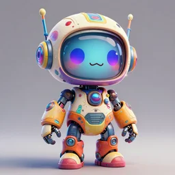 stylish colorful cyberpunk cute smiling robot, art style by zdzisaw beksinski & hsiao - ron cheng, character concept art, unreal engine render, digital illustration, sharp, intricate detail, volumetric light, ray tracing, soft light, claymation style, symmetric, acrylic on canvas, pinterest, artstation, behance
