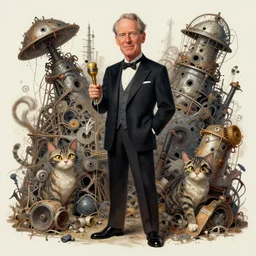 donald rumsfeld in cats musical, junkyard, elegant intricate digital painting artstation concept art by mark brooks and brad kunkle detailed