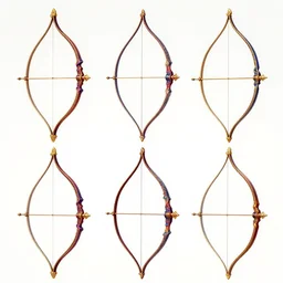 ultra realistic illustration, collection of magic bows 2 d sprites, asset store, rich contrast of colors