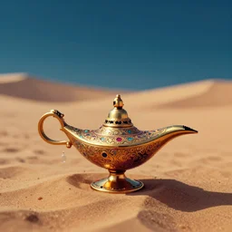 A genie's ornate lamp, from the sands of the dessert, Visual Novel, Exposure, Overdimensional, Megapixel