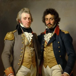portrait of napoloen bonaparte and toussaint l'ouverture standing proudly shoulder to shoulder, painting by rose roosendaal, trending on artstation