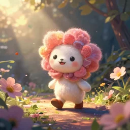 an incredibly adorable and abstract little character goes on a fun little adventure, digital art, bloom, heartwarming