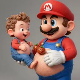 pregnant nintendo mario giving birth to italian meatballs, fantasy, high detail, elegant, digital painting, cinematic lighting, vibrant, intricate, textured skin, highly detailed, artstation, sharp, focus, HDR, unreal engine 5, breathtaking, illustration, Anna Dittmann, Ilya Kuvshinov, Nikolay Makovsky