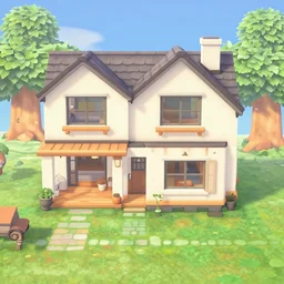 a beautiful modern house in animal crossing