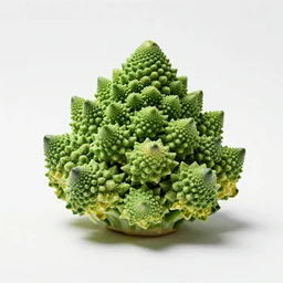 ceramic romanesco broccoli, studio product photography, isolated on a pure white background, centered, entire object in frame, sharp focus, soft studio lighting