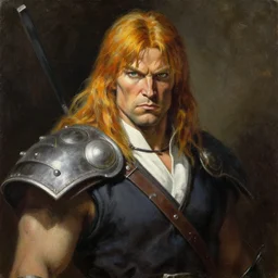 portrait of conan the barbarian, painting by takashi hashimoto