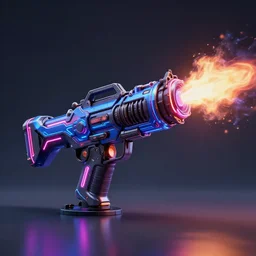plasma flamethrower, neon, cyberpunk, 3 d render, octane, ray tracing, ultra high resolution, ultra detailed, photorealistic