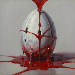 bloody tundra, greg rutkowski, wlop, oil on canvas, poured paint,