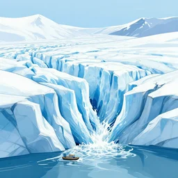 drawing of glacier calving digital art by moebius