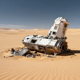 next to the wreckage of a crashed spacecraft on a desert planet, from a space themed point and click 2 d graphic adventure game, art inspired by thomas kinkade