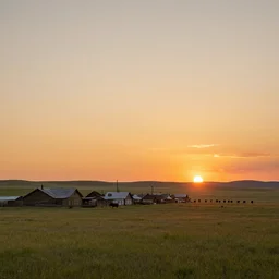 a native american village, sunset, prairie, cowboys approaching in the distance, cinematic, 4 k, detailed, by john berkey!!!!!! and peter jackson and ridley scott and beeple!!! and greg rutowski