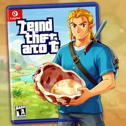 Link from Zelda on the GTA cover holding a koopa shell