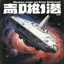 vintage sci - fi cover magazine | illustrated by moebius and greg rutkowski, giant spaceship, nebulae, starry sky
