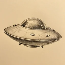pencil drawing of a tictac shaped ufo