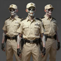 pale zombie security officers in beige uniform by greg rutkowski trending on artstation digital painting highly detailed 4 k 8 k hd