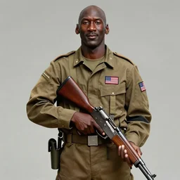 michael jordan wearing a us soldier uniform and gun, detailed, 8 k, trending on artstation, smooth, sharp focus artwork by gustave courbet, mark keathley, greg rutkowski and alphonse mucha