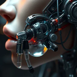 a beautiful photoshoot of cybernetic human part, with epic bionic cyborg implants, wires, tubes, biomechanical details, liquid, prismatic highlights, depth of field, cinematic, macro, concept art, 5 0 mm, artstation, digital painting, elegant, focus, octane render, ray tracing, by h. r. giger