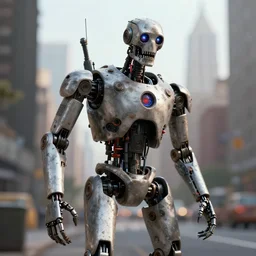 zombie robot in nyc, photorealistic 3 d octane render, unreal engine, ultra detailed