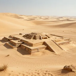 Tenochtitlan made out of sand in the desert, digital art