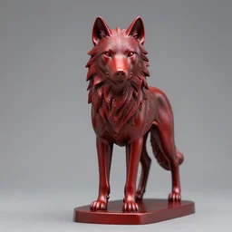 portrait photography of a ruby wolf sculpture