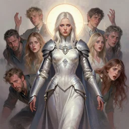 dynamic concept art by thomas blackshear, imogen poots as neo - gothic holy warrior, holy halo, matte painting, extremely emotional, pastel colours, realistic shaded lighting poster by hsiao ron chen, artgerm, lawren harris, eve ventrue, magali villeneuve, jeremy lipkin, rob rey, christophe vacher