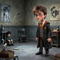 caricature harry potter is insane and in an asylum, by weta fx, by yoshitaka amano, still - life, digital art, photojournalism, ultra - wide angle, infused, paradox, visual perception