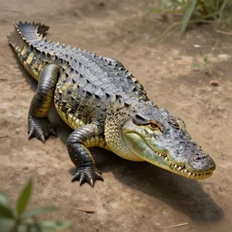 a walking crocodile. highly detailed digital painting by greg rutkowski.