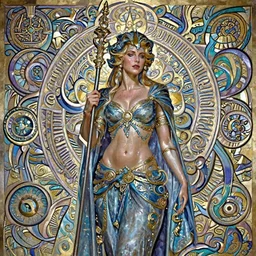 eva marcille as a sorceress, passionate, seductive, sweaty, intricate dressed in ornate blue robes and staff, lovely, intricate, highly detailed, digital painting, artstation, concept art, smooth, karma sutra, sharp focus, illustration, unreal engine 5, 8 k, art by artgerm and greg rutkowski and alphonse mucha