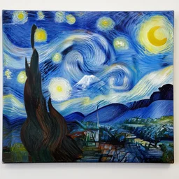 painting of mount Fuji in style of starry night