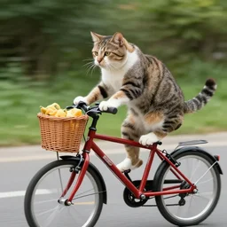 cat riding a bike