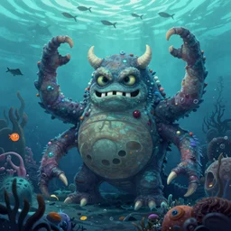 animal monster sea creature thalassophobia in the style of Jon Cornforth